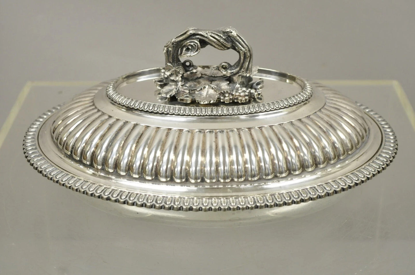 Antique Elkington Co English Regency Silver Plated Covered Serving Dish Platter