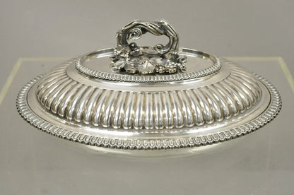 Antique Elkington Co English Regency Silver Plated Covered Serving Dish Platter