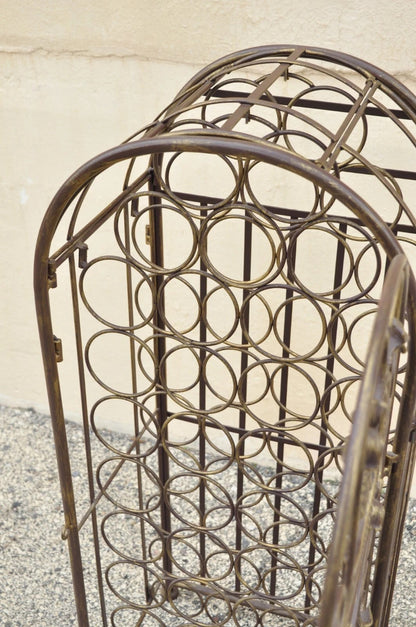 Mediterranean Style Wrought Iron 37 Wine Bottle Slot Holder Stand with Door
