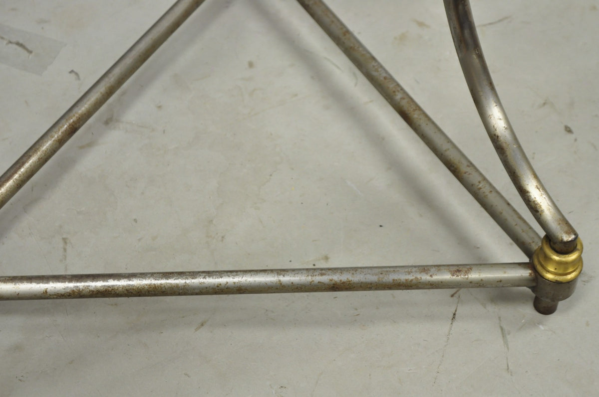 Vintage Directoire Maison Jansen Style Steel & Brass Marble Top Console Table