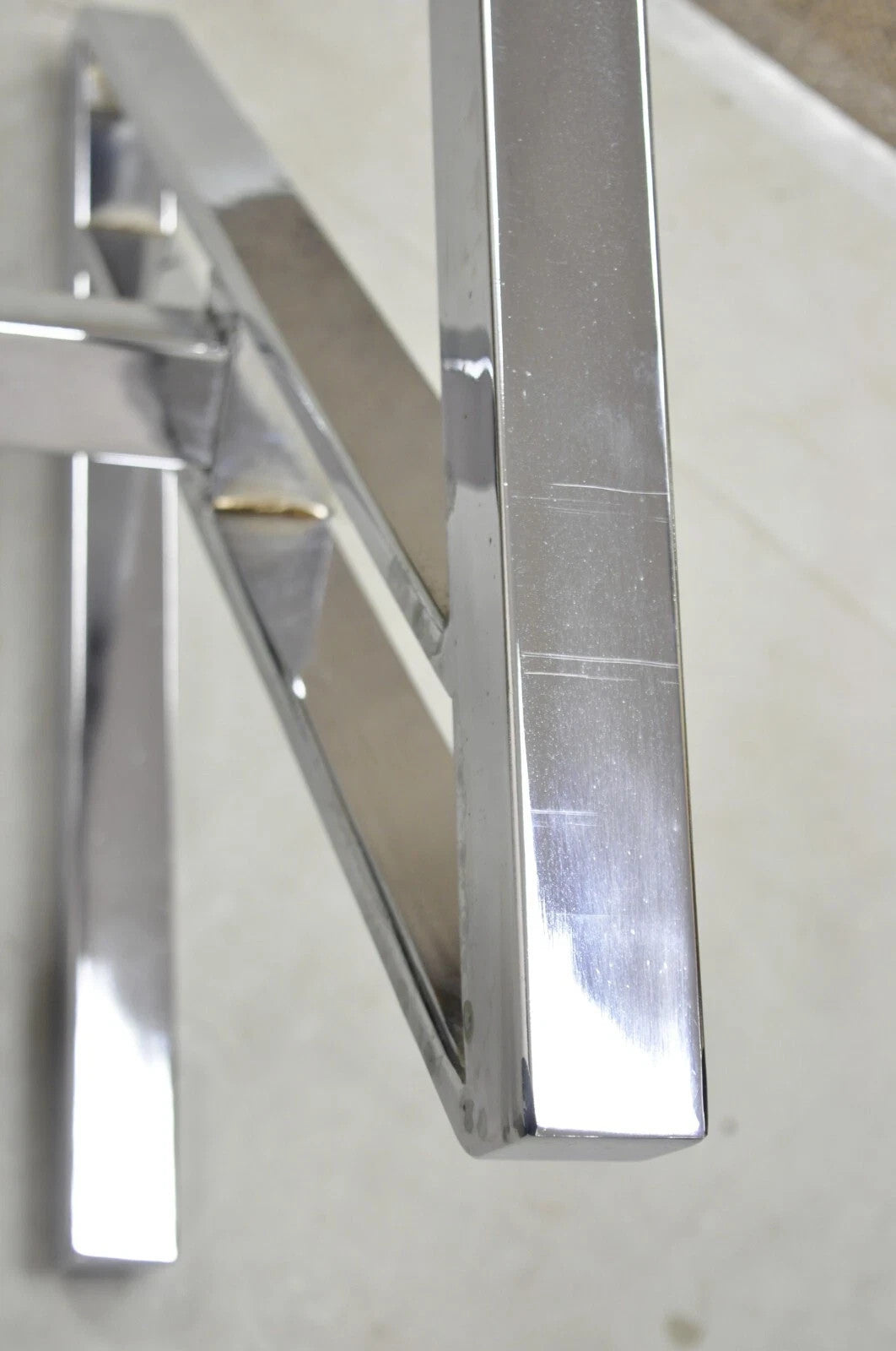 Vintage Mid Century Modern Chrome Frame Z Shaped Metal Desk Dining Table Base