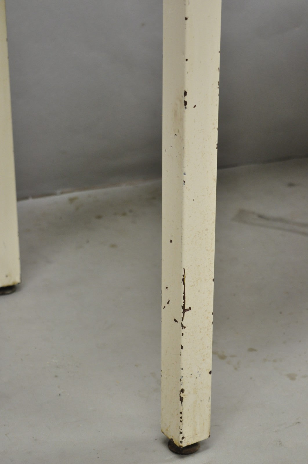 Vintage Mid Century Modern Steel Metal White Laminate Top Coffee Table Bench