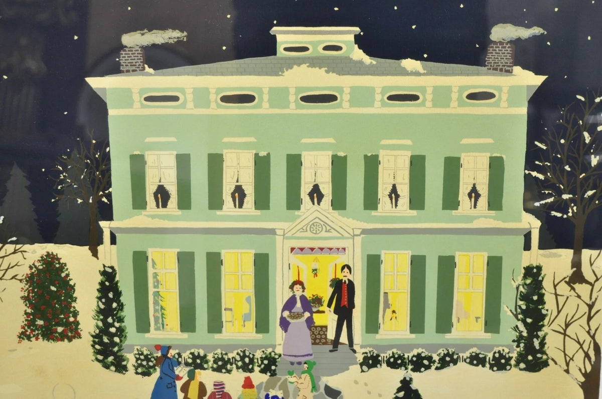 Jane Currie Clark "Christmas Carolers" Signed Art Serigraph Print Picture