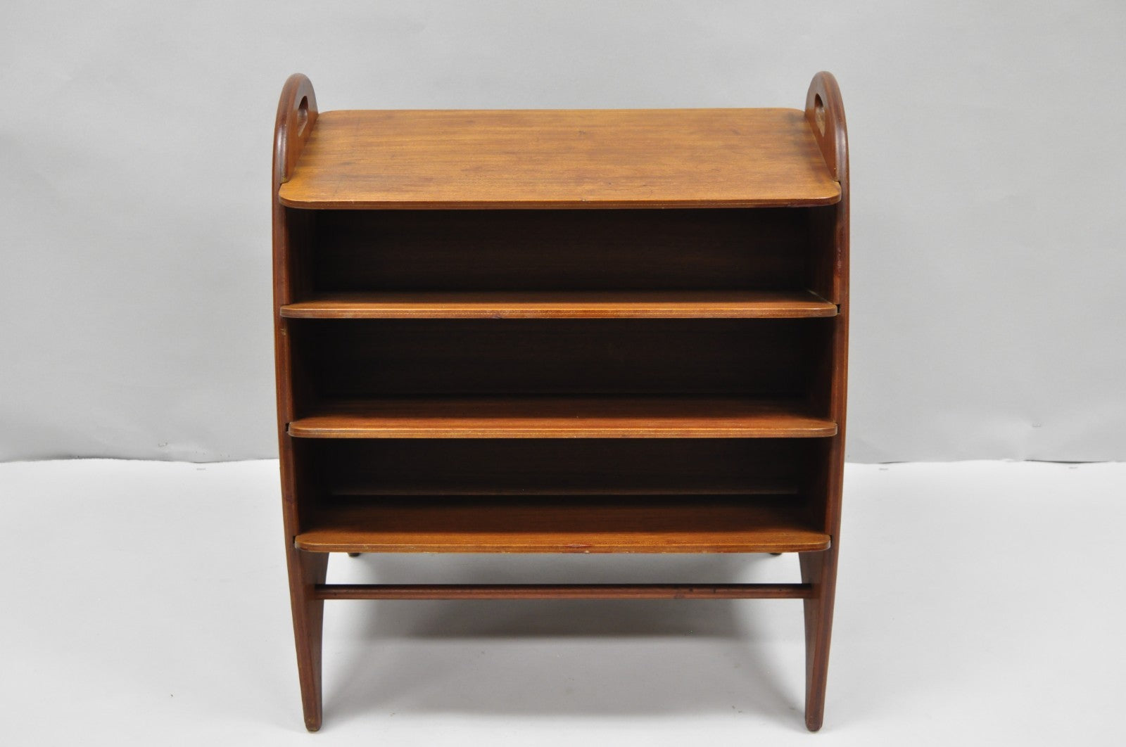 Mid Century Danish Modern Teak Wood Magazine Rack Book Stand Bookcase Side Table