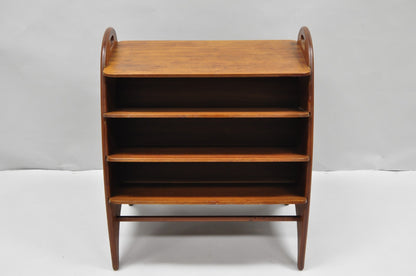 Mid Century Danish Modern Teak Wood Magazine Rack Book Stand Bookcase Side Table