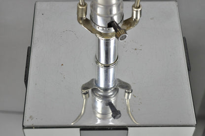 Vintage Mid Century Modern Mirror Skyscraper Cubist Table Lamps - a Pair