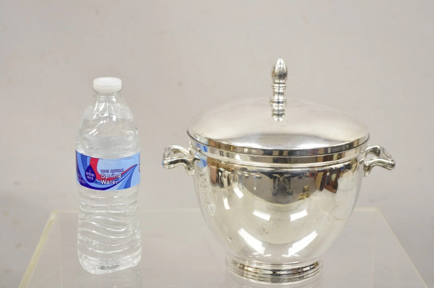 Vintage Knight Silversmiths Silver Plated Modern Lidded Bar Ice Bucket