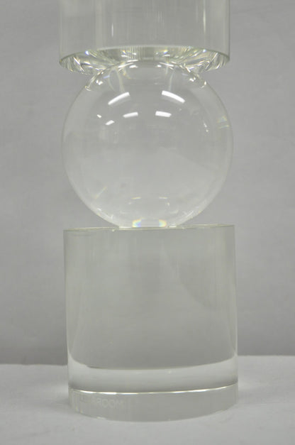Modern Lee Broom Fulcrum Art Glass 12" Transparent Candlestick
