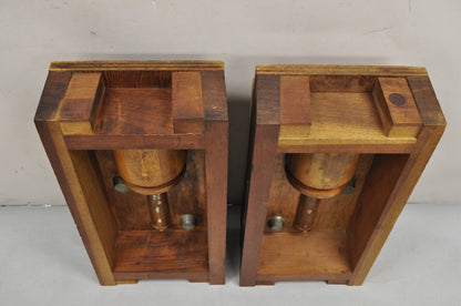 Vintage Industrial Foundry Wooden Block Mold Architectural Valcor Engine - Pair