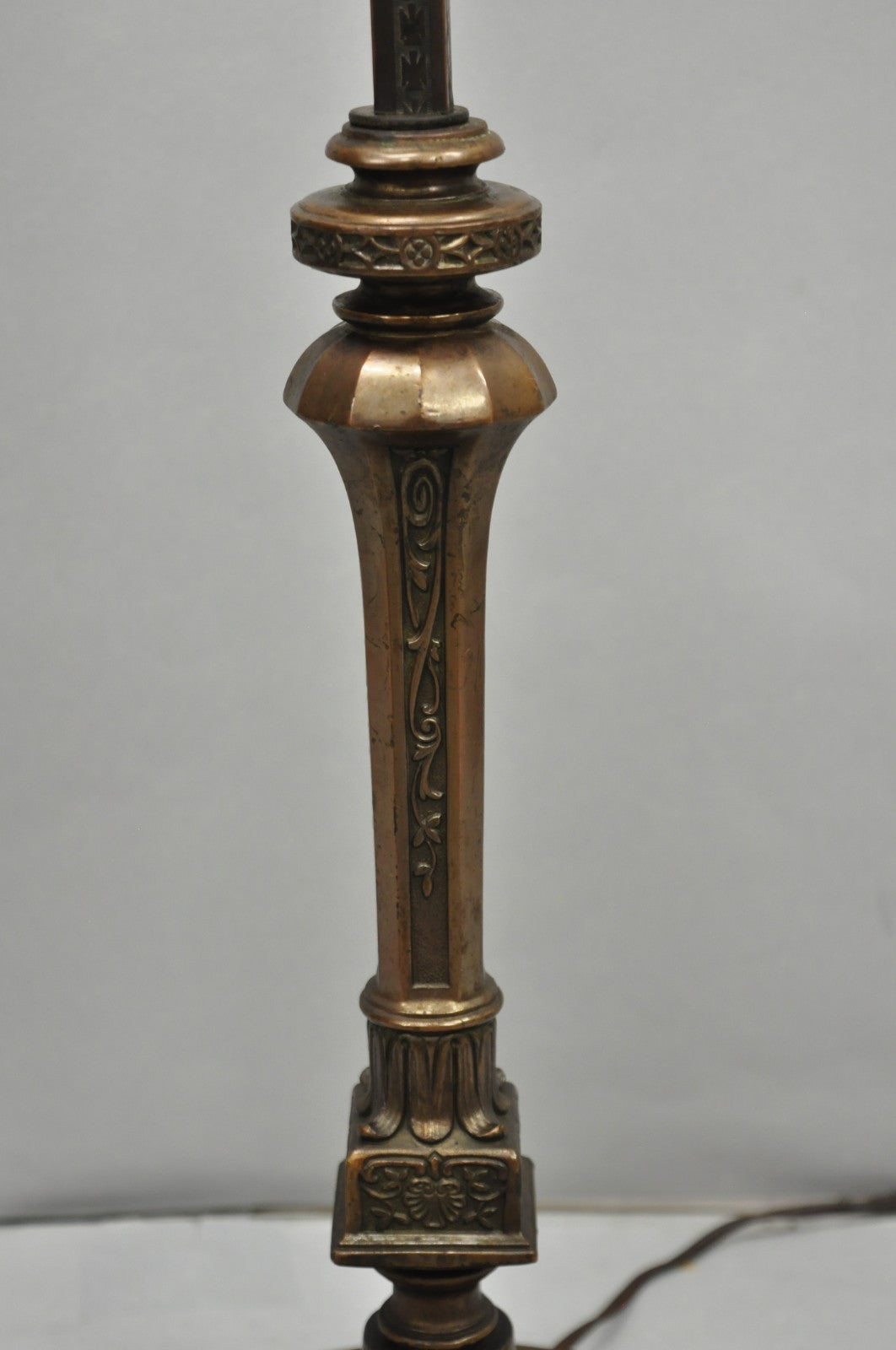 Antique Gothic Renaissance Oscar Bach Style Bronze Paw Foot Pole Floor Lamp