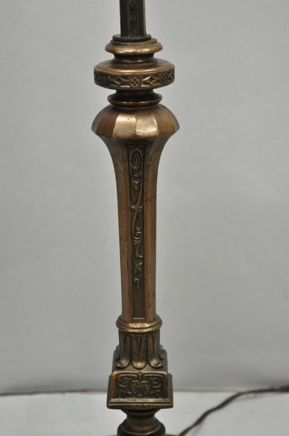 Antique Gothic Renaissance Oscar Bach Style Bronze Paw Foot Pole Floor Lamp