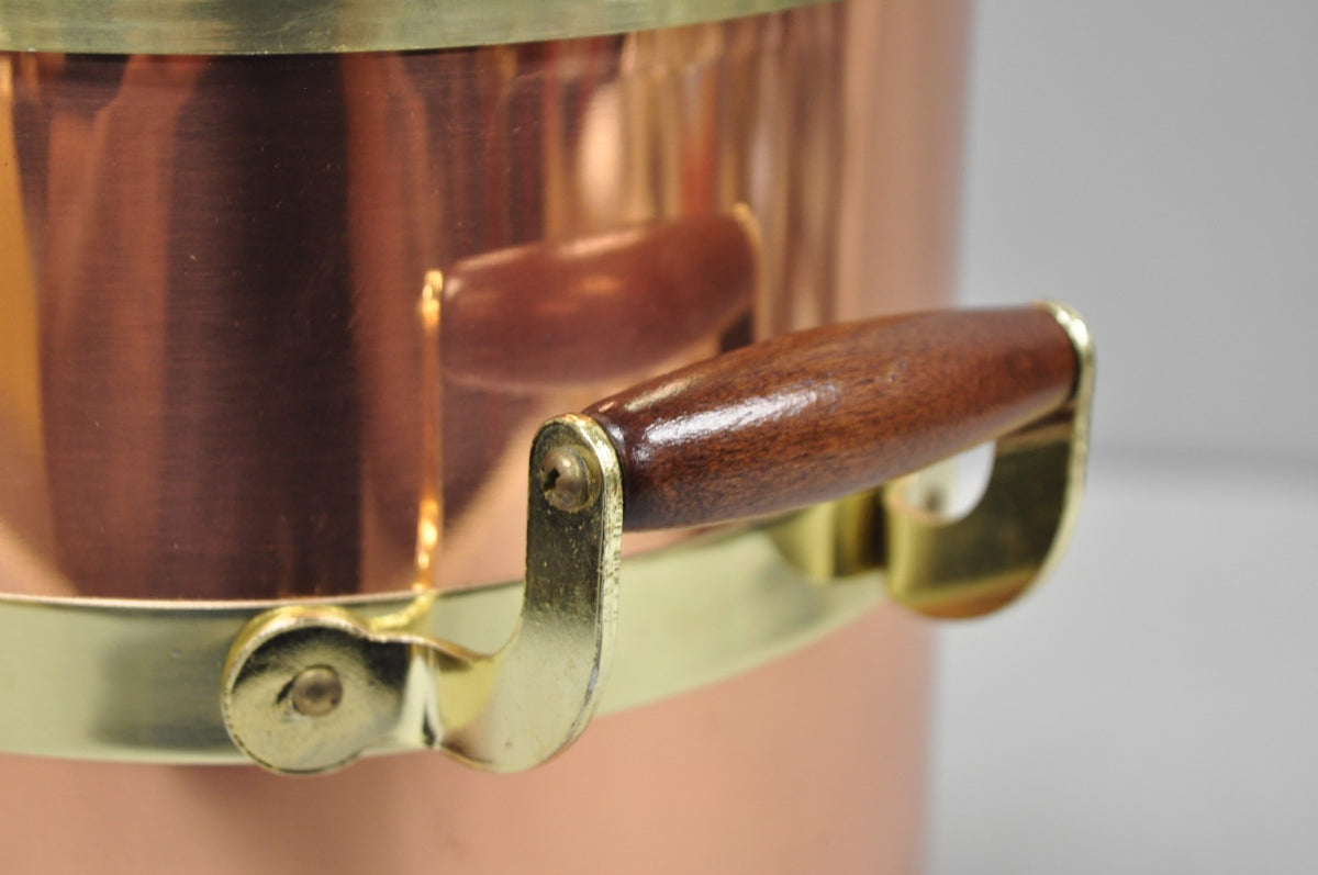Vintage Kraftware NYC Mid Century Modern Copper And Brass Covered Bar Ice Bucket