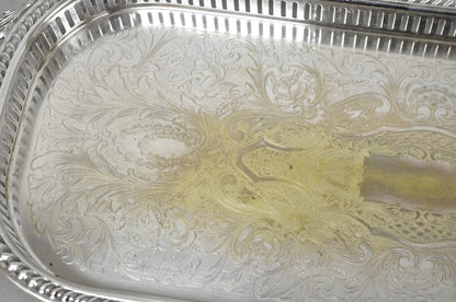 Vintage Amston Victorian Silver Plated Narrow Bar Tray Serving Platter