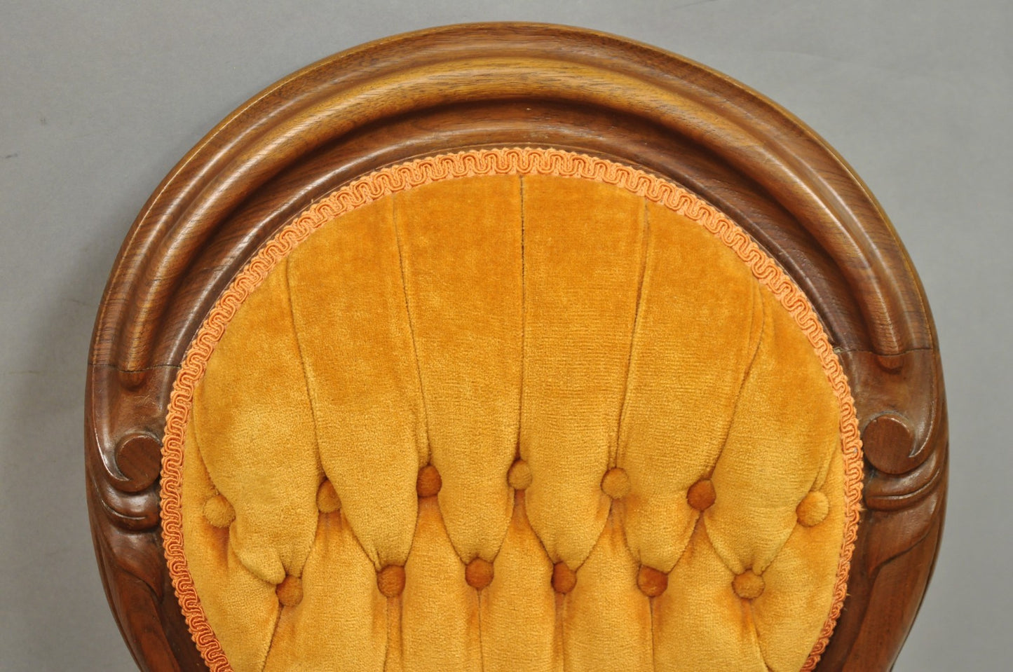 Antique Eastlake Victorian Carved Walnut Orange Parlor Side Chairs - a Pair