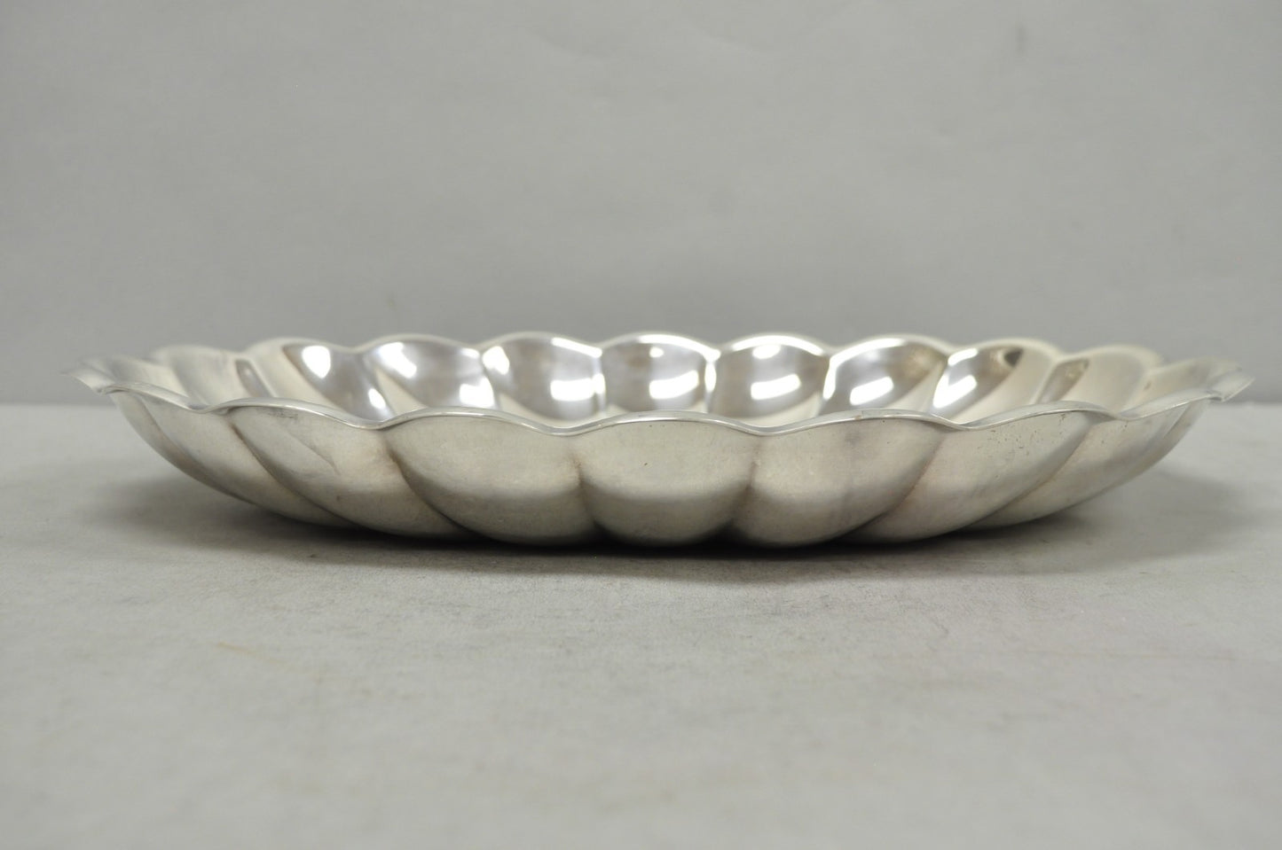 Vintage Reed & Barton "Holiday" Scalloped Oval Serving Platter Tray w/ Monogram