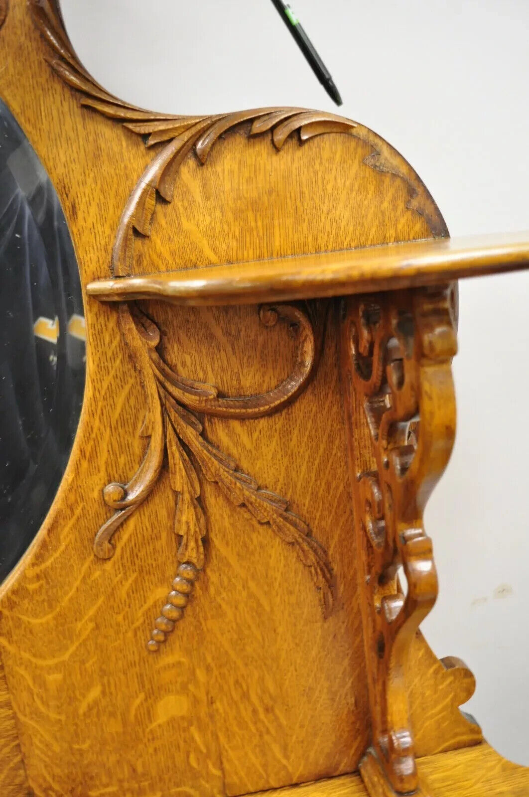 Antique Victorian Tiger Oak Carved Paw Foot Curio Cabinet Base Sideboard Buffet