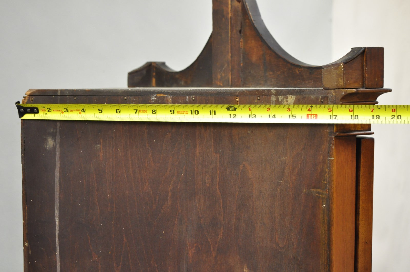 Antique English Adams Style Green Hand Painted Narrow Corner China Cabinet