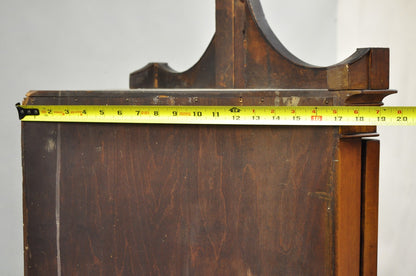 Antique English Adams Style Green Hand Painted Narrow Corner China Cabinet