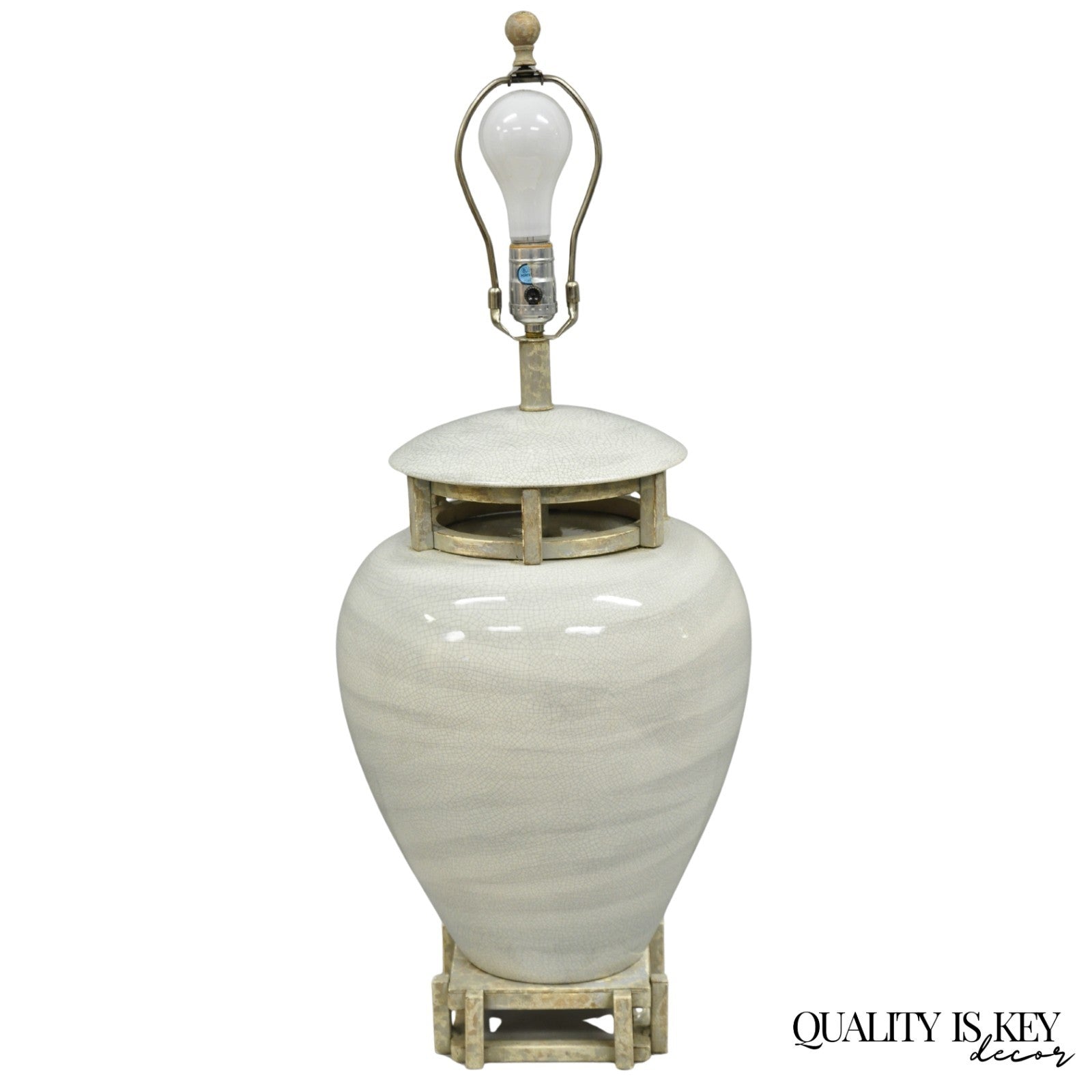 Vintage Contemporary Architectural Ginger Jar Ceramic Porcelain Table Lamp
