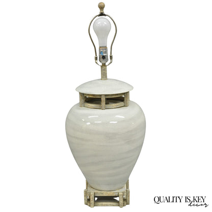 Vintage Contemporary Architectural Ginger Jar Ceramic Porcelain Table Lamp