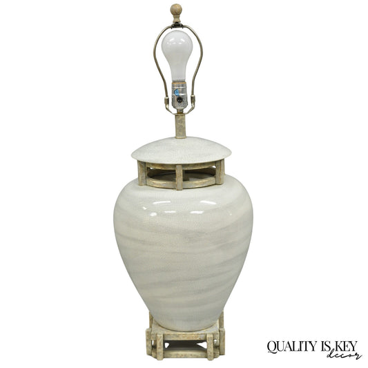 Vintage Contemporary Architectural Ginger Jar Ceramic Porcelain Table Lamp