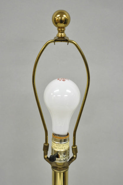 Vintage Hollywood Regency Crystal Glass Pineapple Column Brass Table Lamp