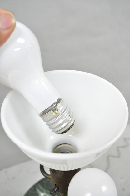 Hollywood Regency Tommi Parzinger Style Green Marble End Table Floor Lamp - Pair