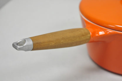 Copco Michael Lax Orange Enameled Cast Iron Saucepan Denmark MCM w / Lid