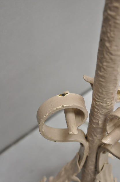 Antique French Renaissance Art Nouveau Iron Floral Lantern Pole Floor Lamp