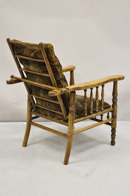 Antique Arts & Crafts Mission Turn Carved Walnut Small Child's Morris Chair