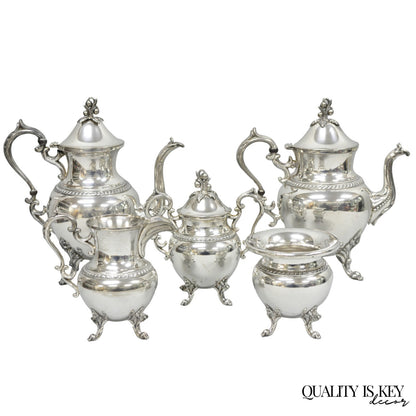 Vintage Birmingham English Art Nouveau Silver Plated Tea Service - 5 Pc Set