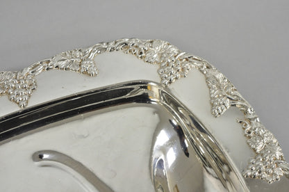 Antique English Victorian Silver Plated Grapevine Meat Cutlery Tray by Benedict