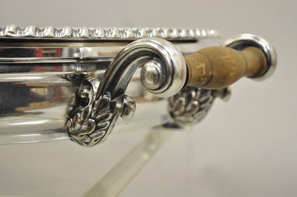 Antique English Victorian Silver Plated Paw Foot Meat Cutlery Chaffing Dish Tray