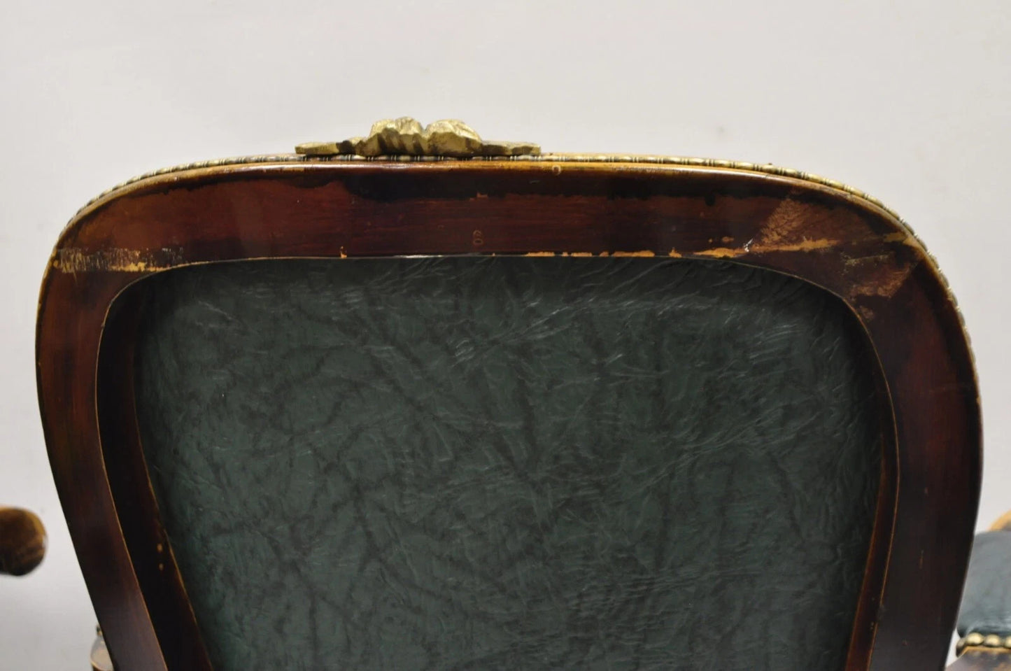 Vintage French Louis XV Style Solid Wood Bronze Ormolu Arm Chairs - a Pair