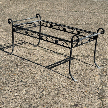 Vintage Salterini Art Nouveau Wrought Iron Garden Patio Rectangular Coffee Table