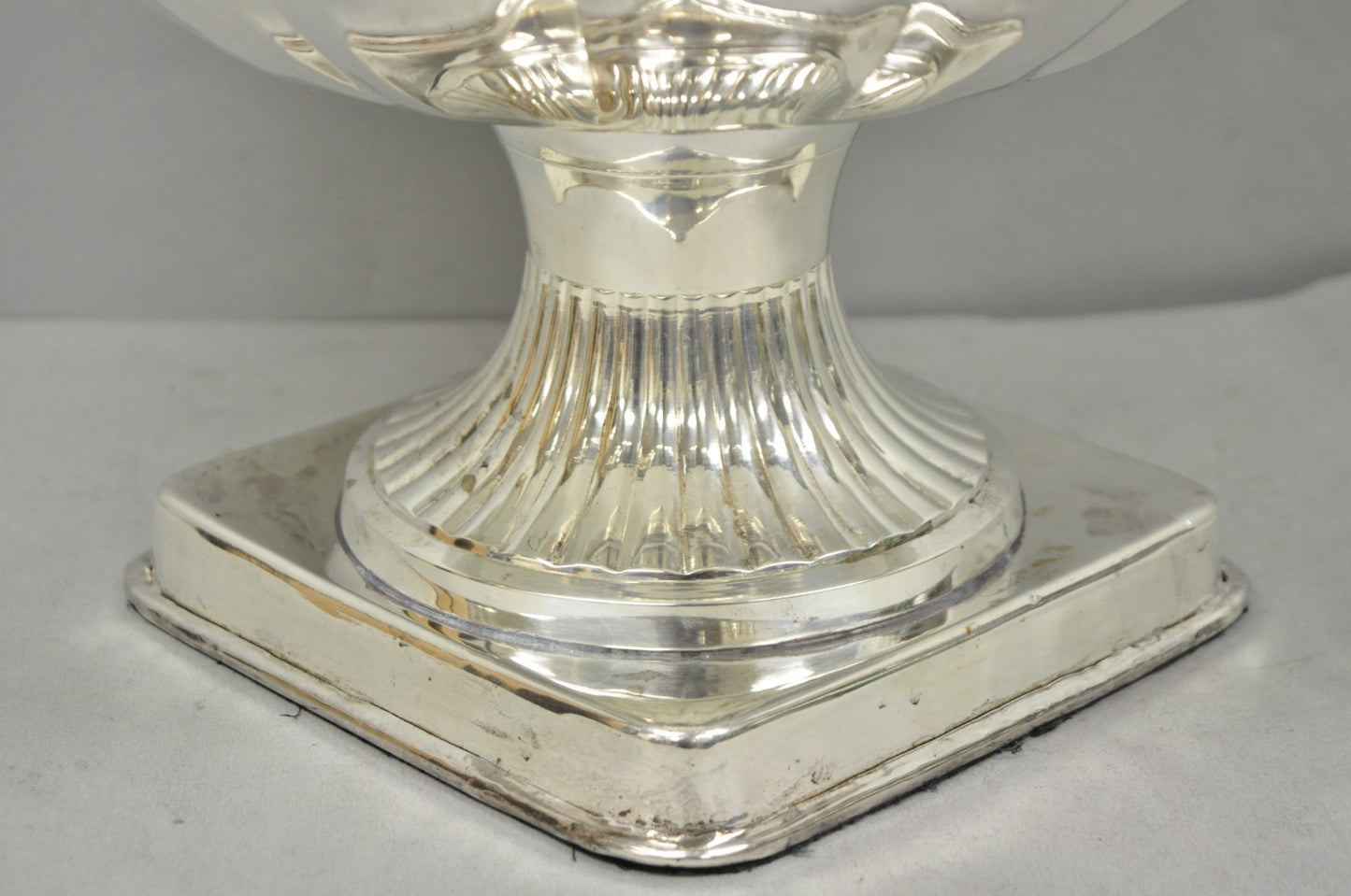 Regency Style Silver Plated Scalloped Pedestal Punch Bowl Champagne Ice Bucket