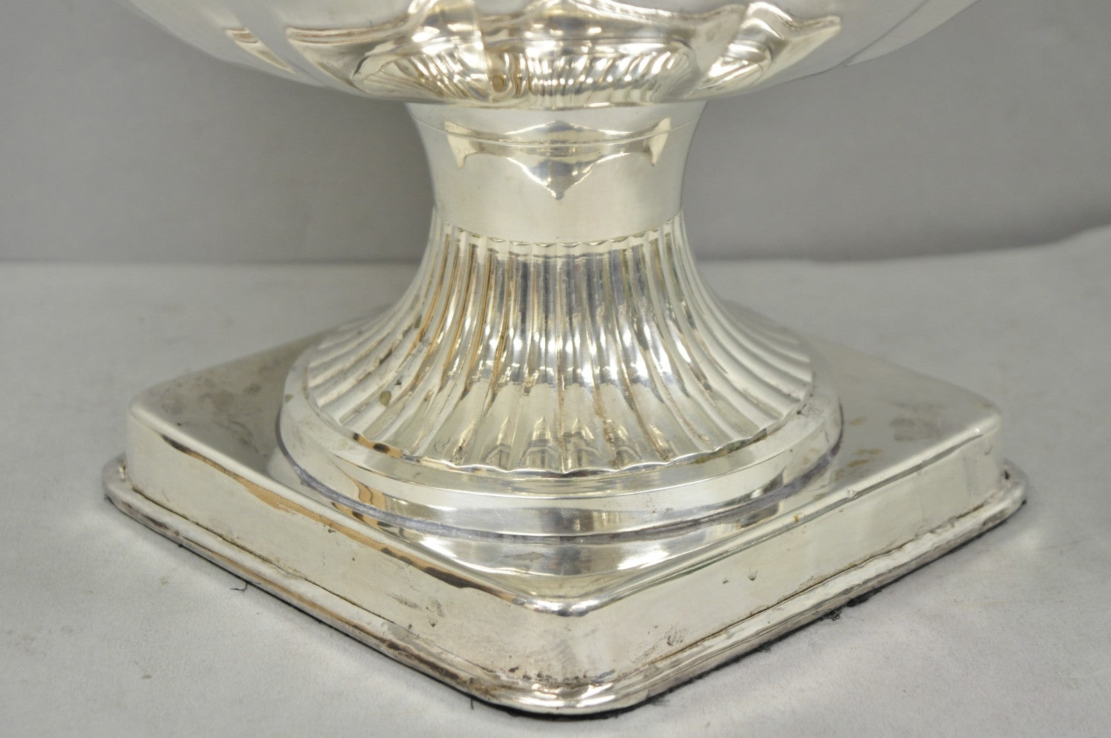 Regency Style Silver Plated Scalloped Pedestal Punch Bowl Champagne Ice Bucket