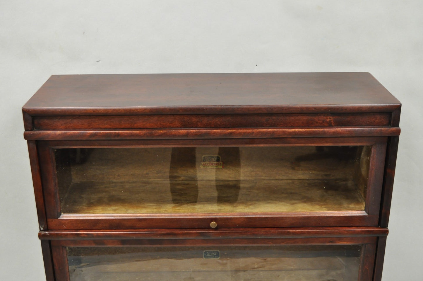 Antique Hale Mahogany 3 Section Stacking Barrister Glass Door Lawyers Bookcase