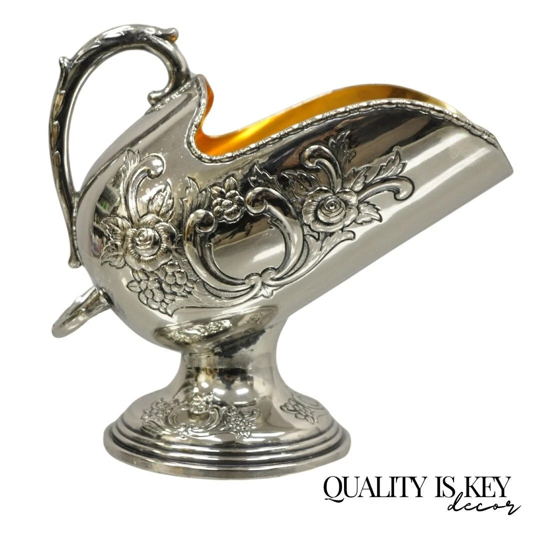 Vintage Raimond Victorian Silver Plated Copper Pedestal Sugar Scuttle Bowl