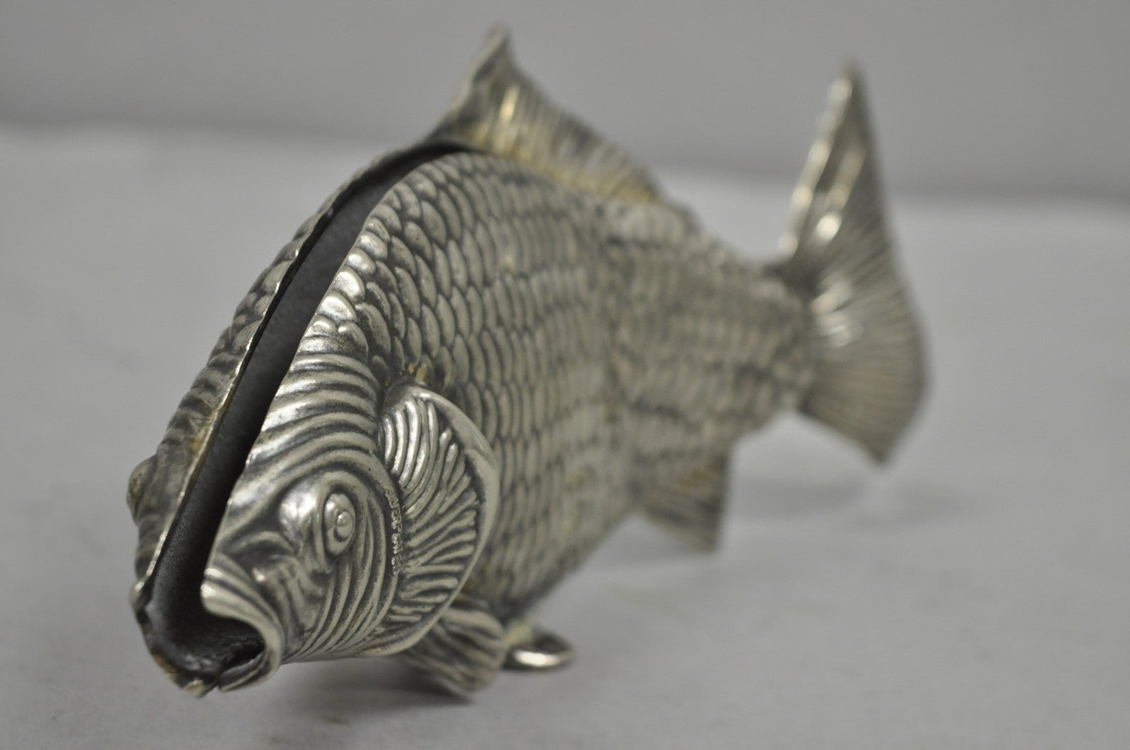 Vintage Italian Hollywood Regency Silver Plated Figural Koi Fish Napkin Holder