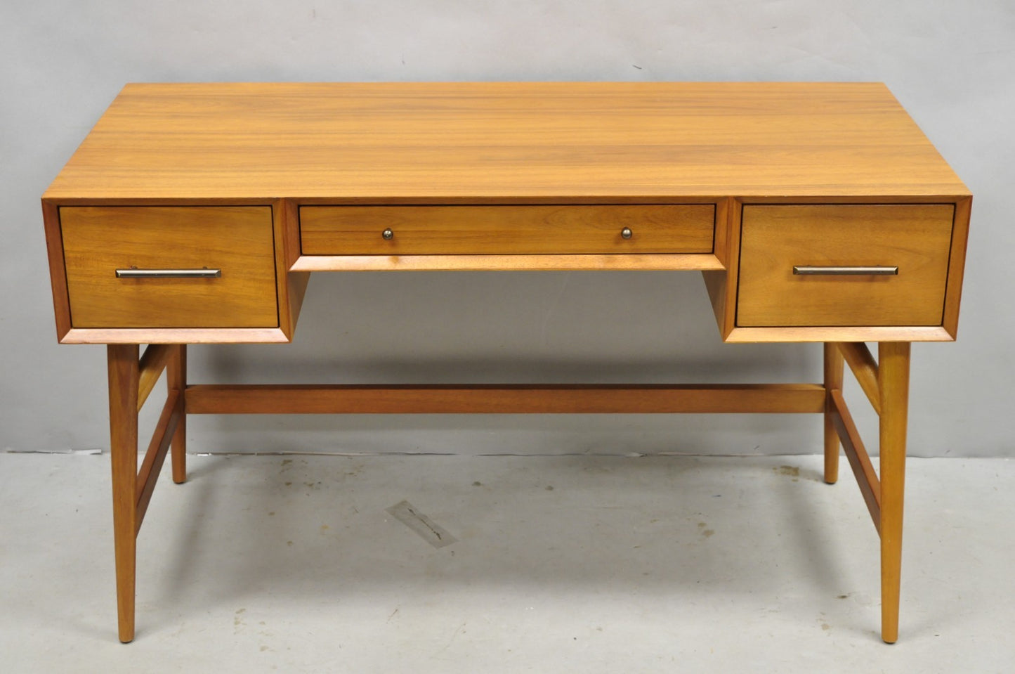 West Elm Williams Sonoma Mid Century Modern Acacia Teak Style Writing Desk (B)