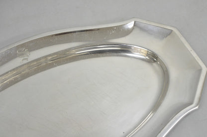 Antique English Edwardian Silver Plated 21" Serving Platter Tray w/ "S" Monogram