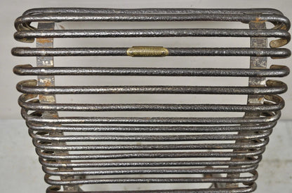 Antique Sauveur Arras French Wrought Cast Iron Spine Scrolling Garden Side Chair