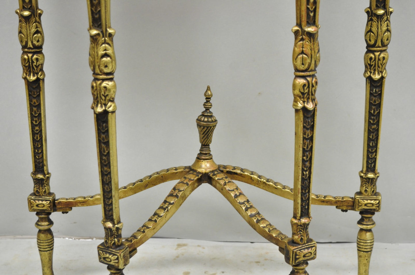 Antique Gothic Revival Oscar Bach Style Figural Bronze & Onyx Console Side Table