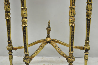 Antique Gothic Revival Oscar Bach Style Figural Bronze & Onyx Console Side Table