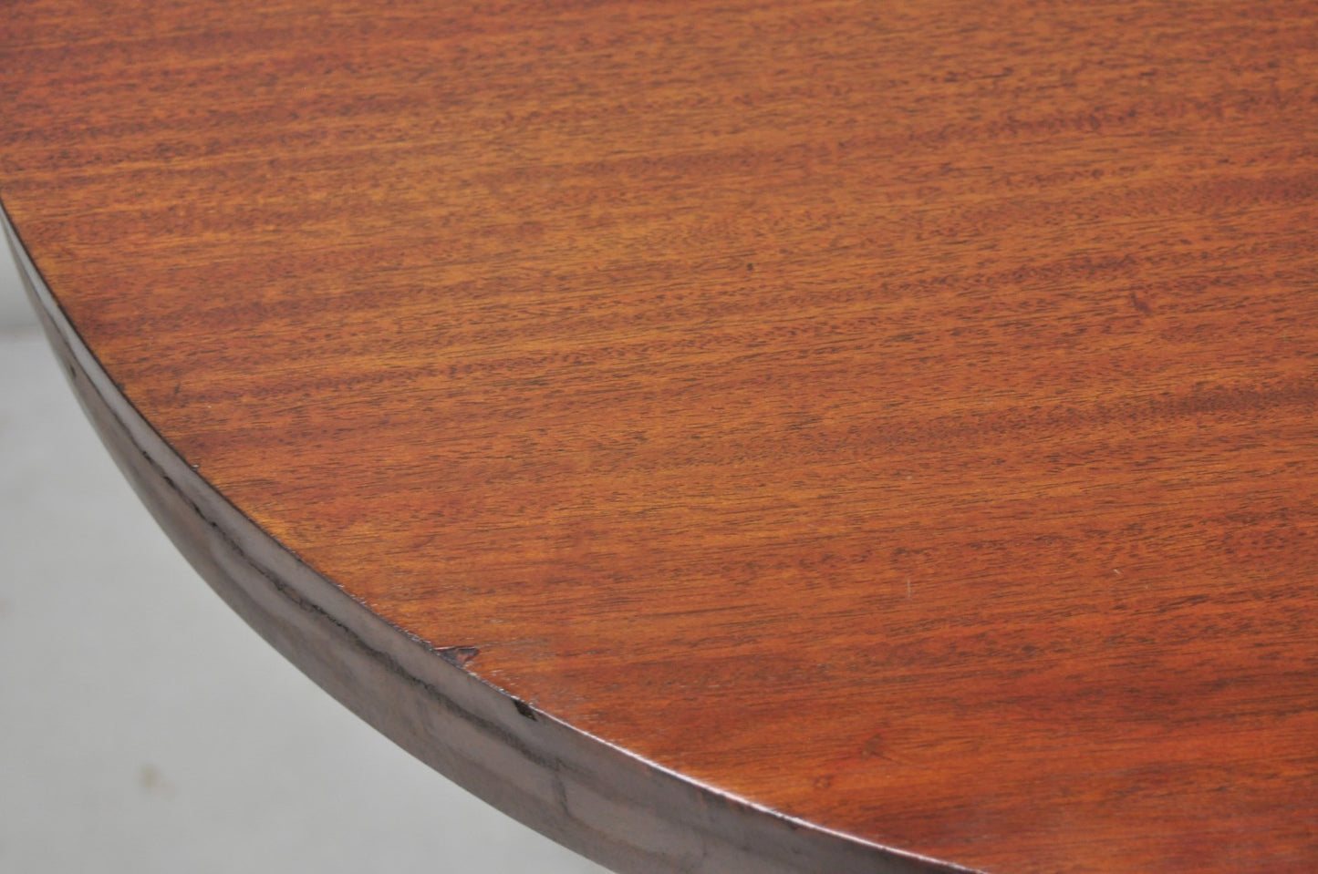 Antique American Empire Round Mahogany Carved Paw Foot Pedestal Base Side Table