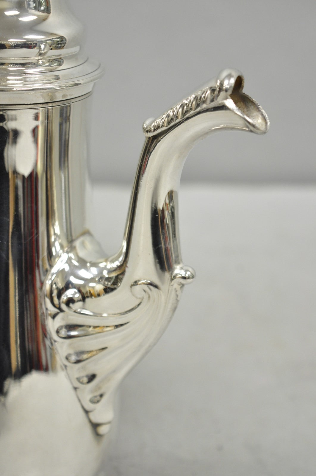Vintage Victorian Silver Plated Coffee Pot Tea Kettle w/ Carved Wood Handle