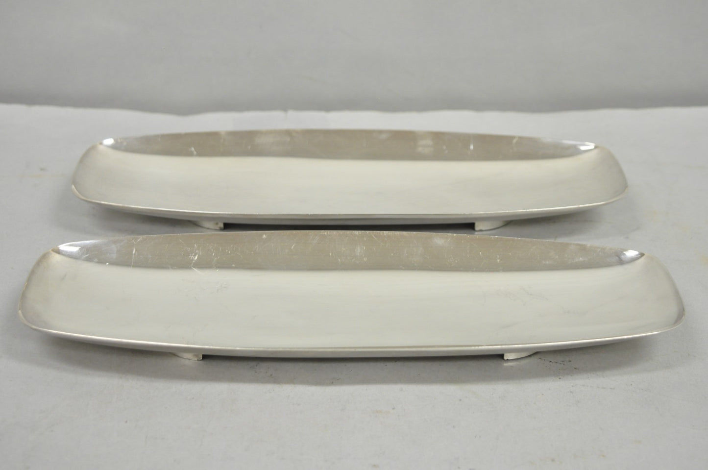 Vintage Mid Century Modern FB Rogers 529 Silver Plated Narrow Trinket Dish Pair