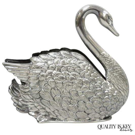 Vintage Art Nouveau Godinger Italy Silver Plated Swan Bird Napkin Letter Holder