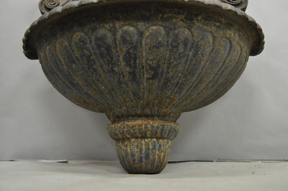 Vintage French Neoclassical Cast Iron Nude Maiden Wall Mounted Garden Fountain